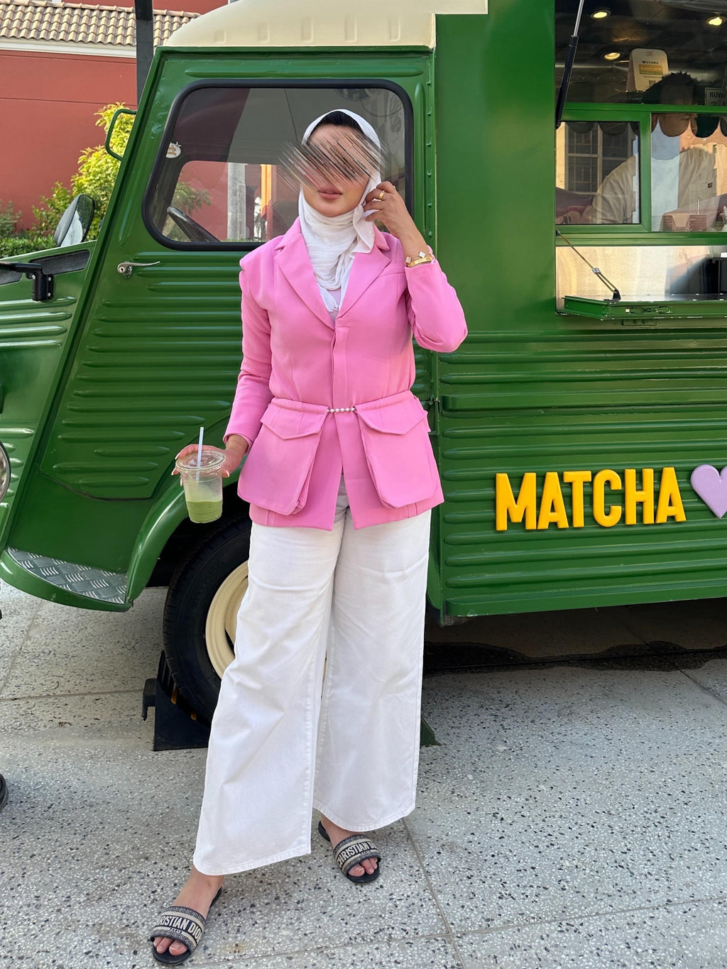 Pink Blazer with Pearl Pockets