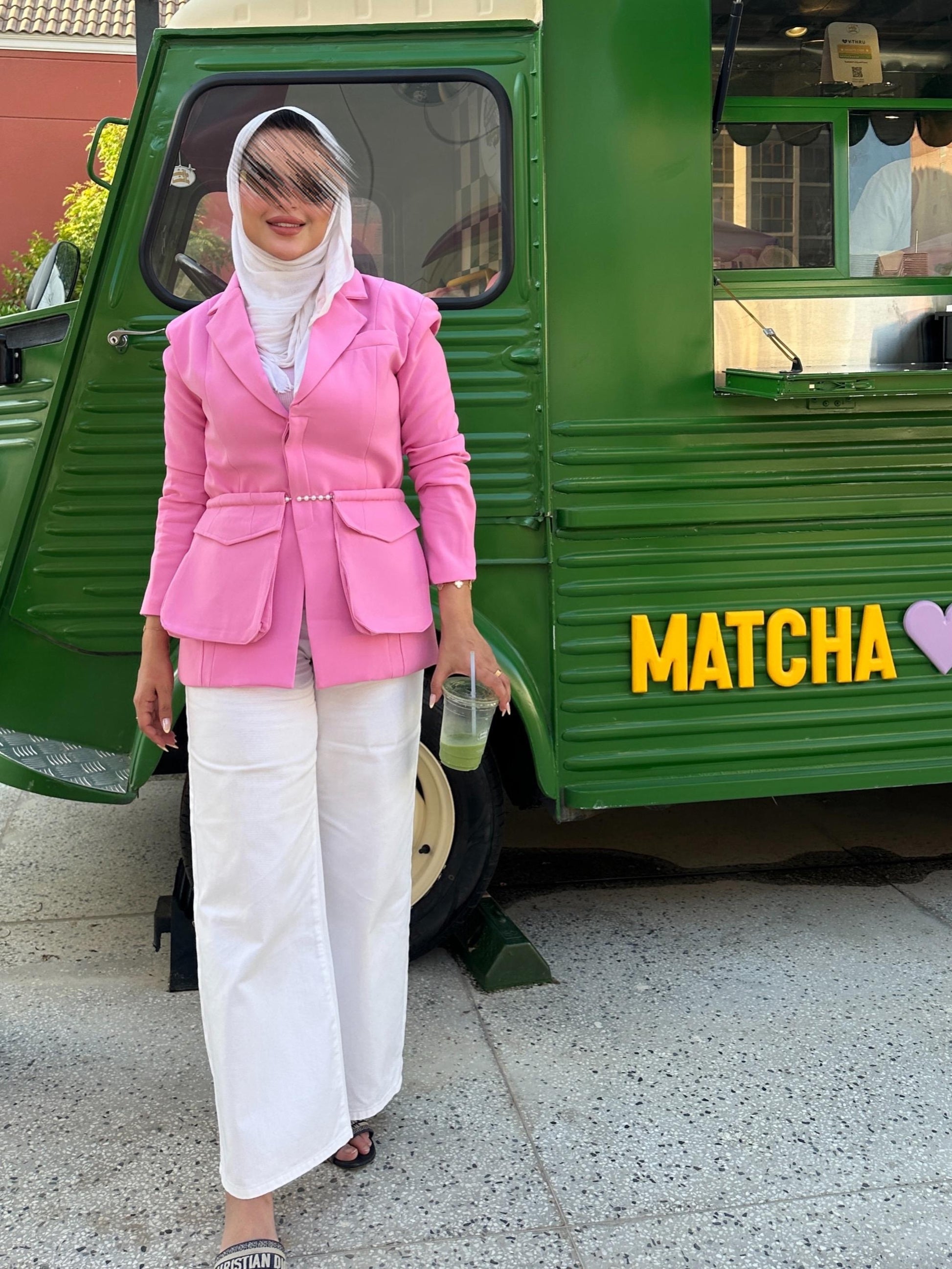 Pink Blazer with Pearl Pockets