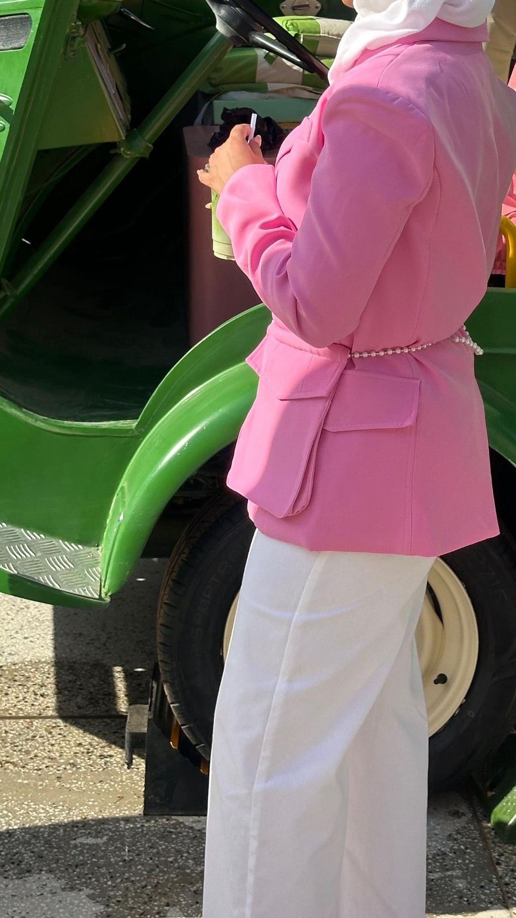 Pink Blazer with Pearl Pockets