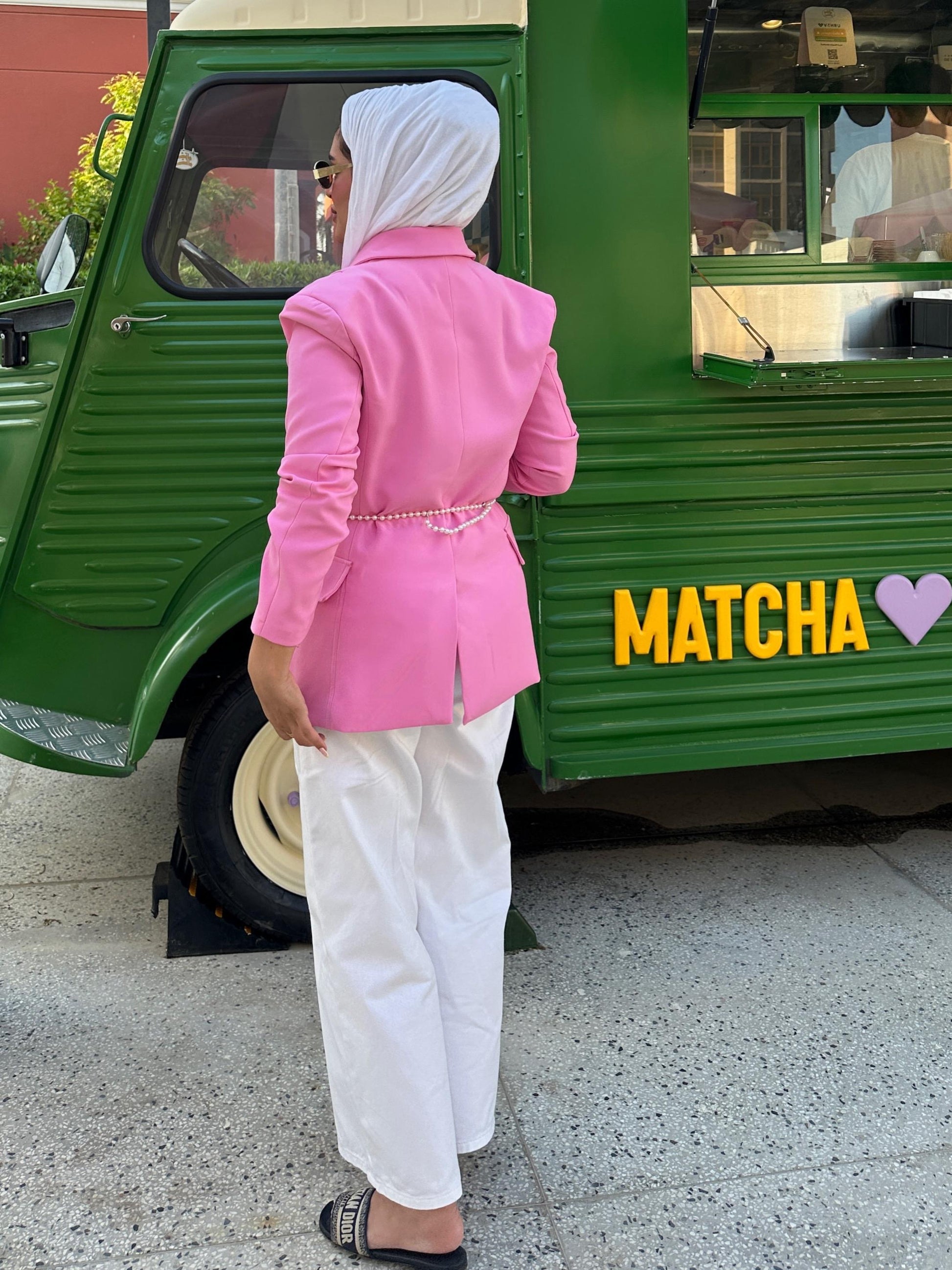 Pink Blazer with Pearl Pockets